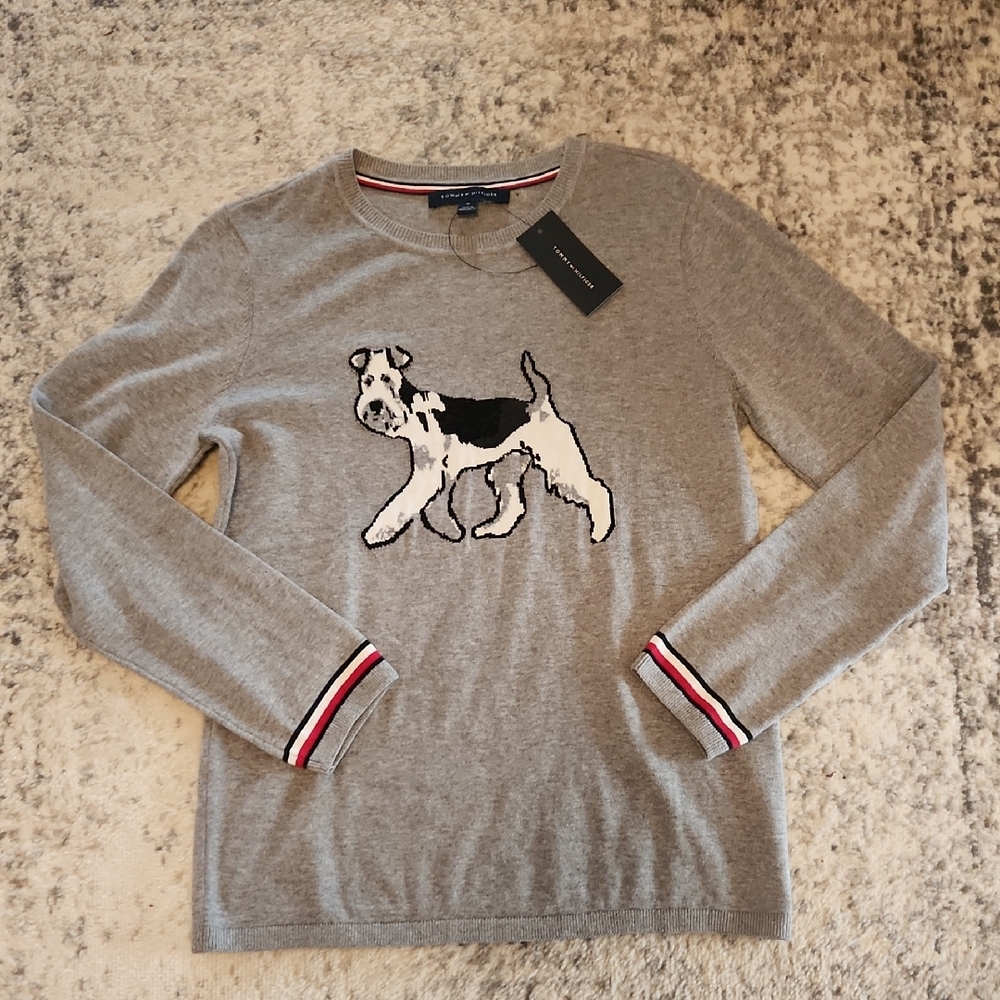 Tommy Hilfiger Gray Sweater with Dog Print